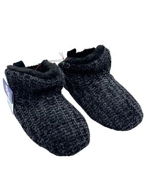 NWT Dearfoams Women's Chenille Bootie Slippers - Black Size XL (11-12)